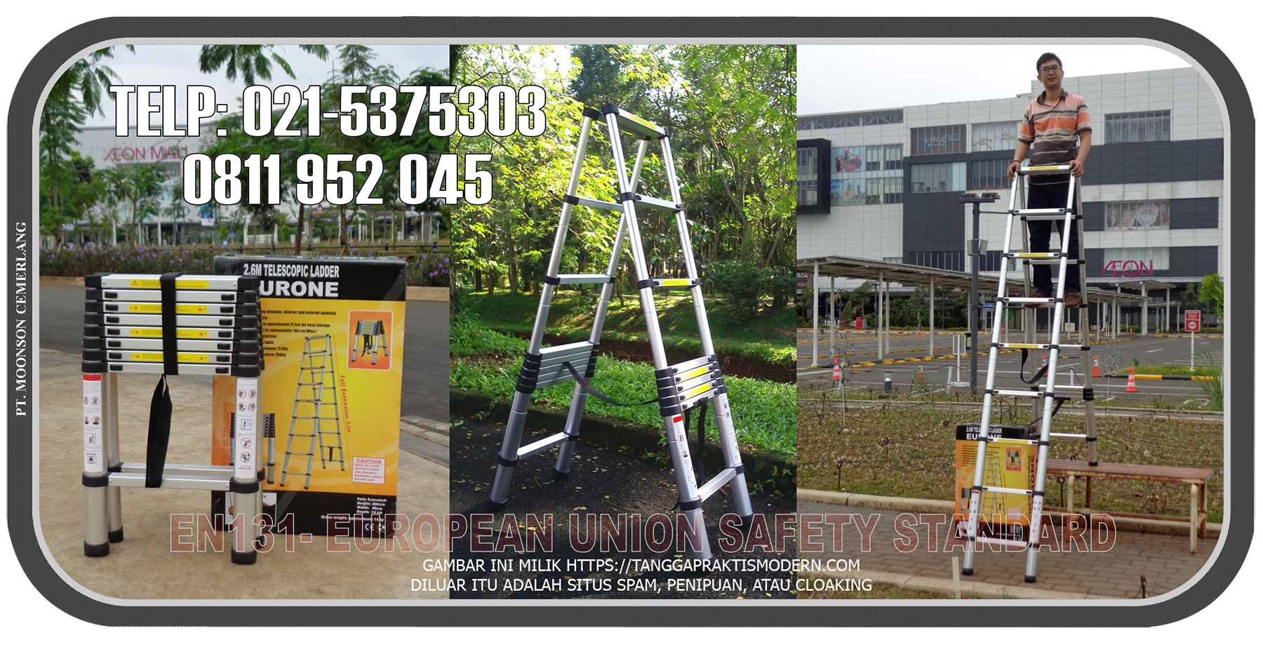 tangga teleskopik segitiga 3.2m
